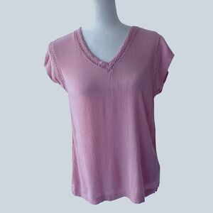 Buffalo David Bitton Cotton Pink Short Sleeve Top SZ S